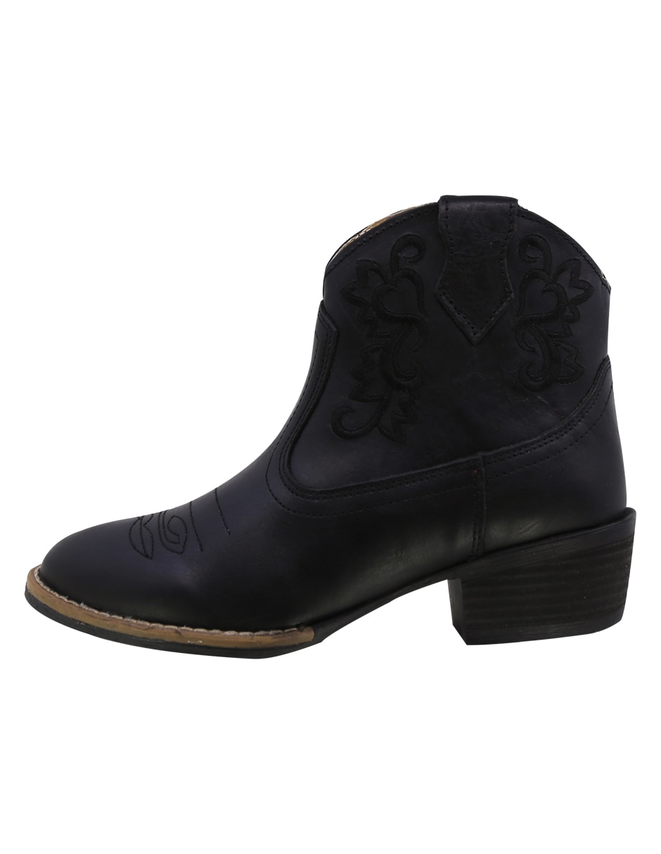 Bota cowboy al tobillo Vaquera de piel para mujer